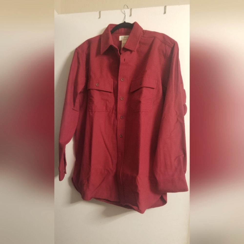 L L Bean Shirt Redwine Chamois Cloth Shirt Sz M Reg